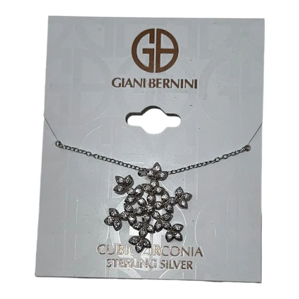 Giani Bernini Cubic Zirconia Snowflake 18" Pendant Necklace Sterling Silver NWT